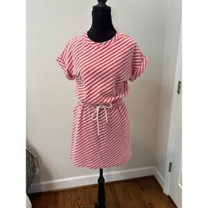 Lou & Grey Striped Bouclé Pocket Dress in Red & White Terry Cloth